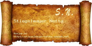 Stiegelmayer Netta névjegykártya